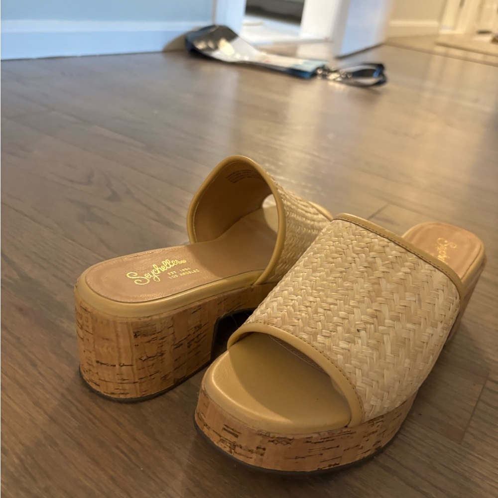 Seychelles Cream Woven Platform Mules